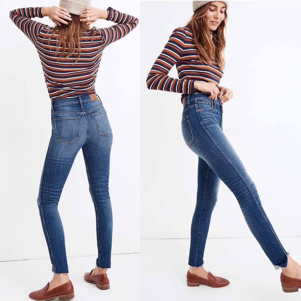 Madewell 10" High Rise Skinny Jeans Cutout Tulip Hem Edition  K5236 Size 25 - Picture 4 of 15